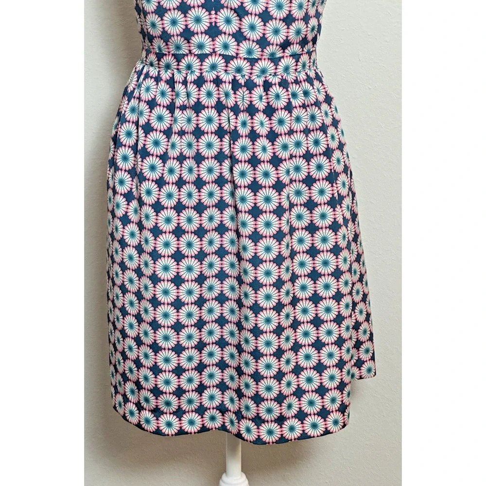 J Crew Print Seaside Pink Blue‎ Spaghetti Strap Cocktail Party Dress Size (2)